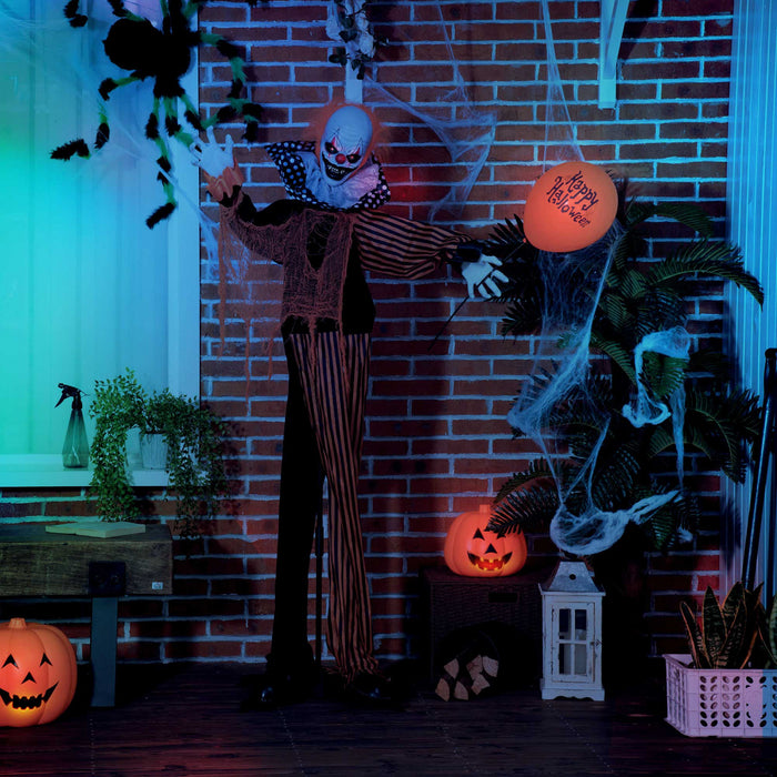 Outsunny 5ft Animated Talking Circus Clown, Outdoor Halloween Decoration