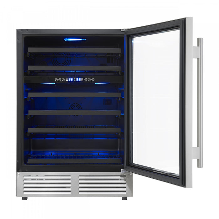 Forno Bacchino 24\"Wine Cooler, Stainless Steel, 51 Bottle Capacity- FWCDR6634-24S