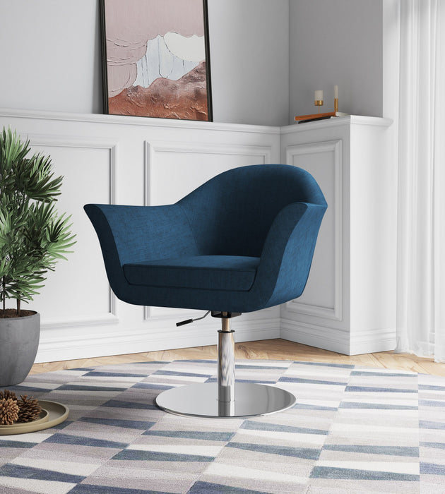 Voyager Modern Woven Blend Swivel Lounge Chair in Smokey Blue - Set of 2
