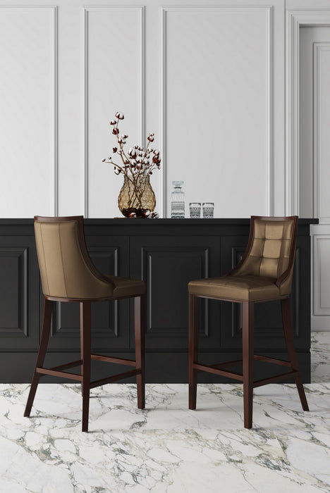 Fifth Avenue Traditional Wood Upholstered Barstool in Bronze - Set of 2