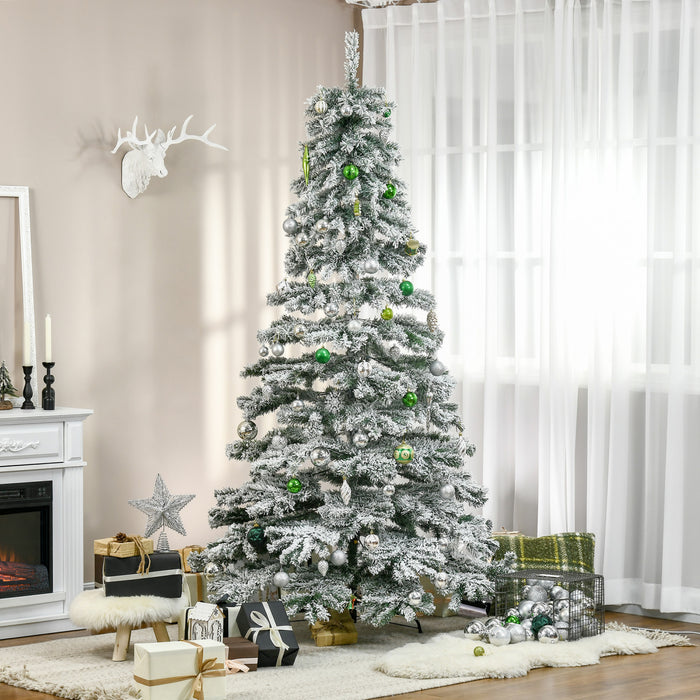 Homcom 7ft Artificial Snow Flocked Christmas Tree With 1083 Branch Tips