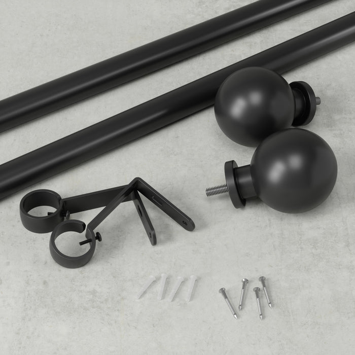 Umbra Bolas Matte Black Expandable 1\" Curtain Rod - 36\"-72\" 