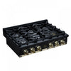 Forno Ambassador 36" Gas Cooktop, Black, 6 burners-FCTGS5799-36CPBLK | Table de cuisson au gaz Ambassador 36 po, noire, 6 bruleurs – FCTGS5799-36CPBLK
