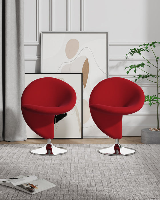Curl Modern Wool Blend Swivel Lounge Chair in Red - Set of 2