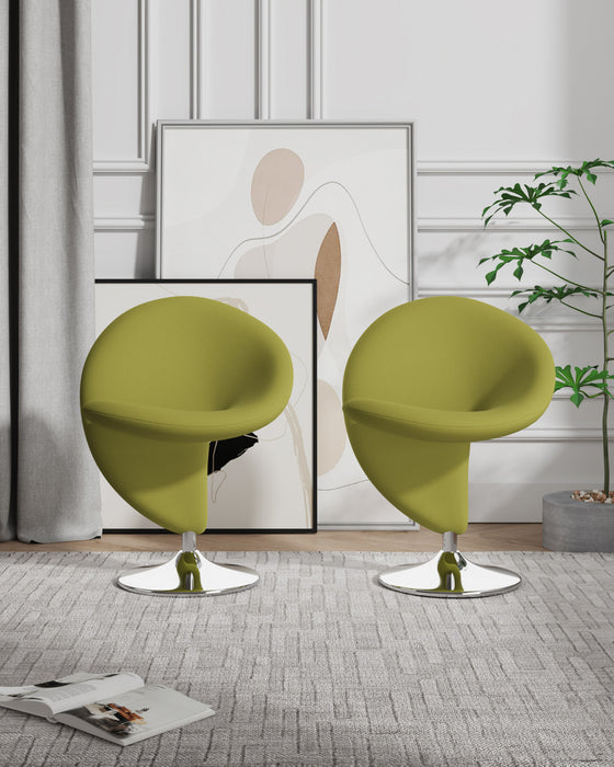 Curl Modern Wool Blend Swivel Lounge Chair in Green - Set of 2