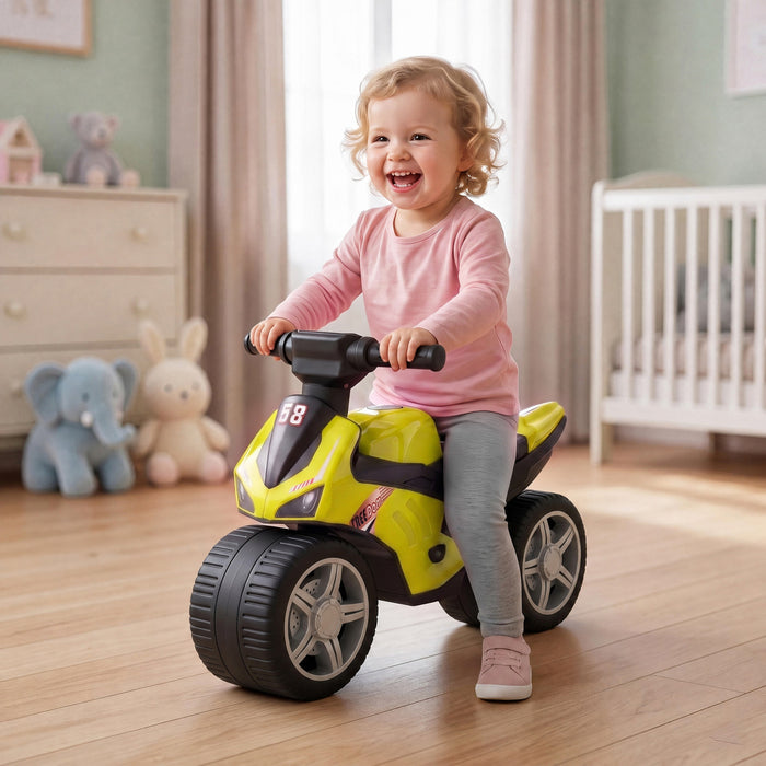 Qaba Balance Bike for Toddlers 1-3 Years, Baby Balance Bike with Music and Extra-Wide Tires for Boys and Girls, Green