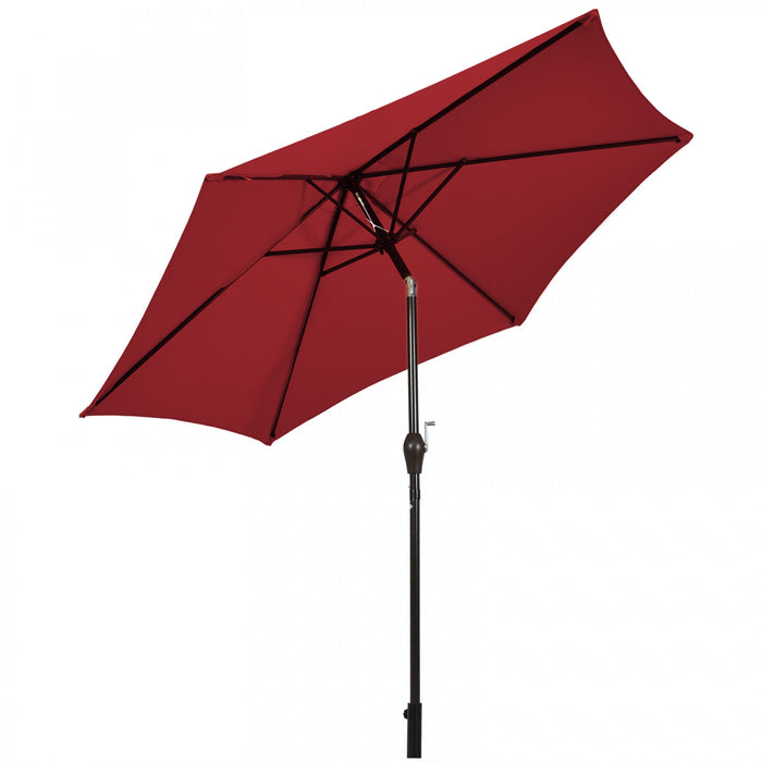 Costway 10Ft Outdoor Market Patio Table Umbrella Push Button Tilt Crank Lift Burgundy Burgundy