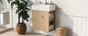 Camille Floating Bathroom Vanity with Ceramic Sink and Right Side Storage, Natural | Camille Meuble de salle de bain flottant avec vasque en ceramique et rangement cote droit, Naturel