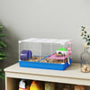 PawHut 18.5" Hamster Cage with Exercise Wheel and Water Bottle Dish, Rat House and Habitats 2 Storey Design, Blue