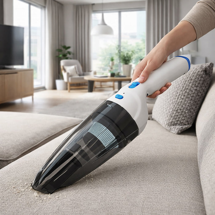 Panni 8V Cordless Hand Vacuum with USB Charging, Crevice Tool, Dusting Brush, White, H5012
