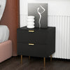 HOMCOM Nightstand, Bedside Table, Side End Table with 2 Drawers, Black
