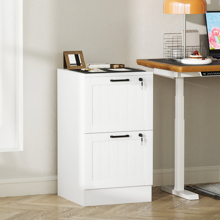 HOMCOM 2 Drawer File Cabinet with Lock Filing Cabinet for A4 Letter White