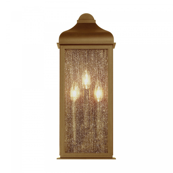 Madrid 3 Light Outdoor Wall Sconce, Weathered Brass