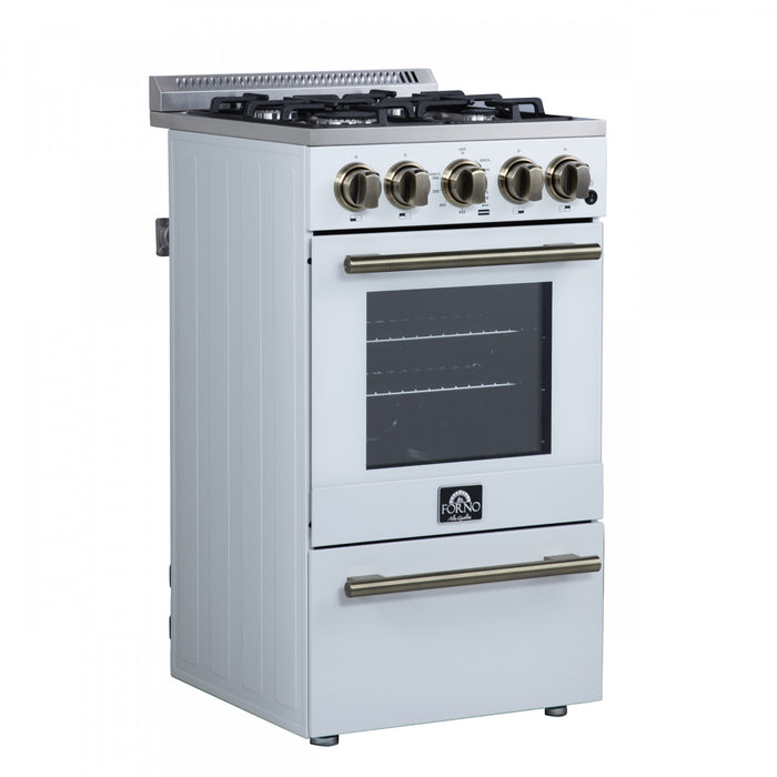 Forno Lamazze 20\" Freestanding Gas Range, White, FFSGS6265-20WHT
