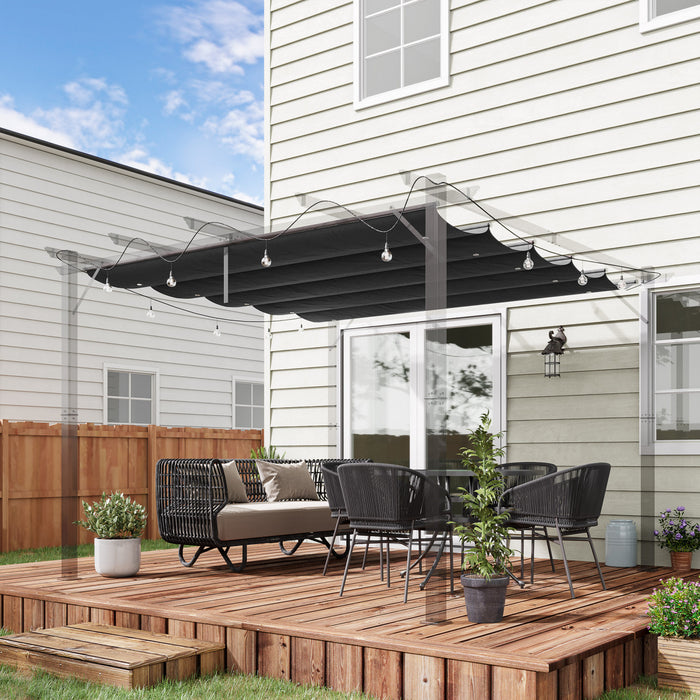 Outsunny Retractable Replacement Pergola Canopy For 10' X 10' Pergola, Pergola Cover Replacement, Dark Grey