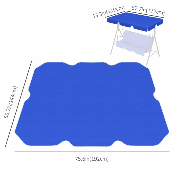 Outsunny 2 Seater Swing Canopy Replacement, Outdoor Swing Seat Top Cover, Uv50+ Sun Shade (canopy Only), Sky Blue