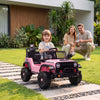 Qaba 12V Electric Car for Kids, Ride on Truck Car with Remote Control, Soft Start, 4-Wheel Suspension, Safety Belt, Lights and USB Music for Ages 2-4 Boys Girls, Pink