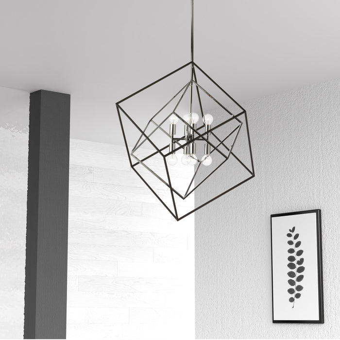Dainolite Kappa 8 Light Pendant Polished Chrome/Matte Black Finish Lamp