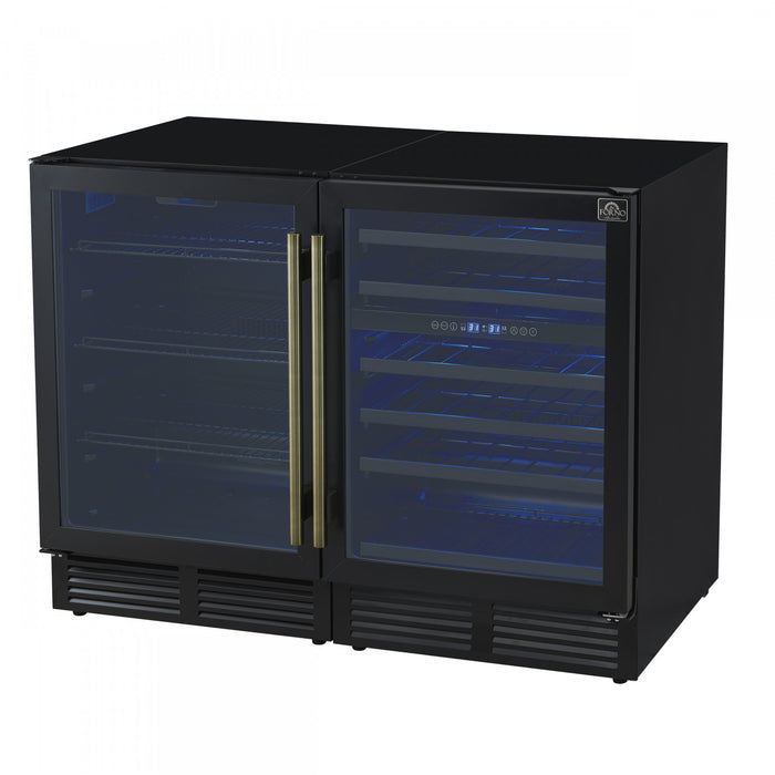 Forno Gemello 48\" Side-by-Side Wine and Beverage Cooler in Black , French Door, 9.6 cu. ft. -FWCDR6699-48BLK