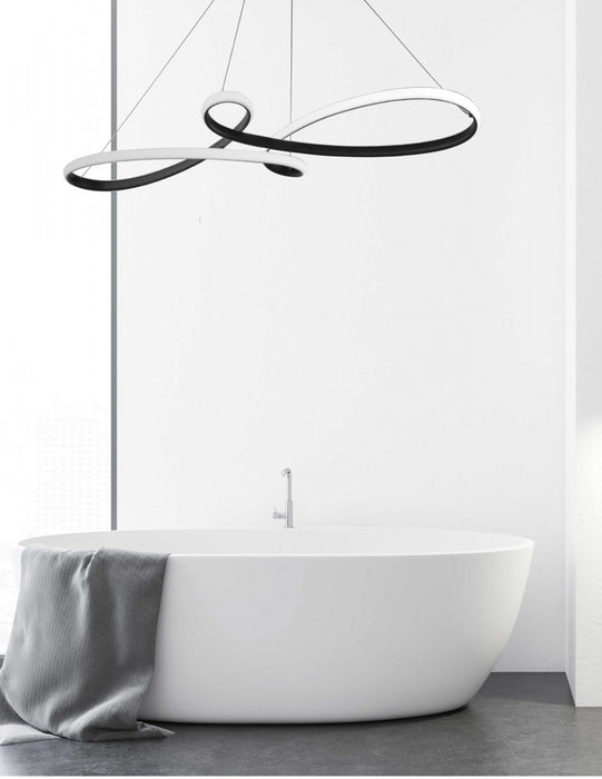 Dainolite Nola LED Horizontal Pendant 50w Matte Black White Silicone Diffuser Lamp