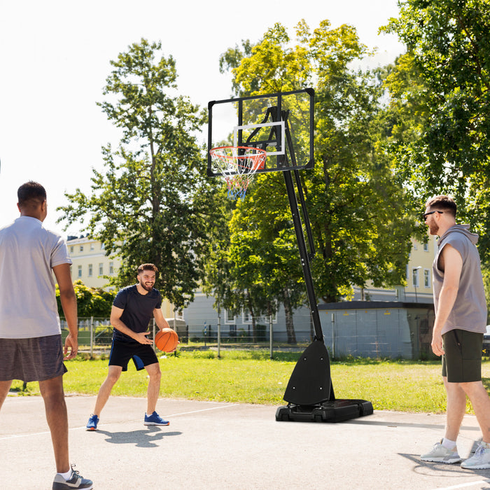 Soozier Portable Basketball Hoop W/ Wheels, Weighted Base, 115.4\"-137.8\"