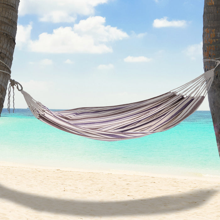 Outsunny 83\"x59\" Outdoor Hammock Bed Swing Chair, Patio Lounge Garden Camping Hiking Travel Hammock Only For Backyard, Garden, Mixed-purple