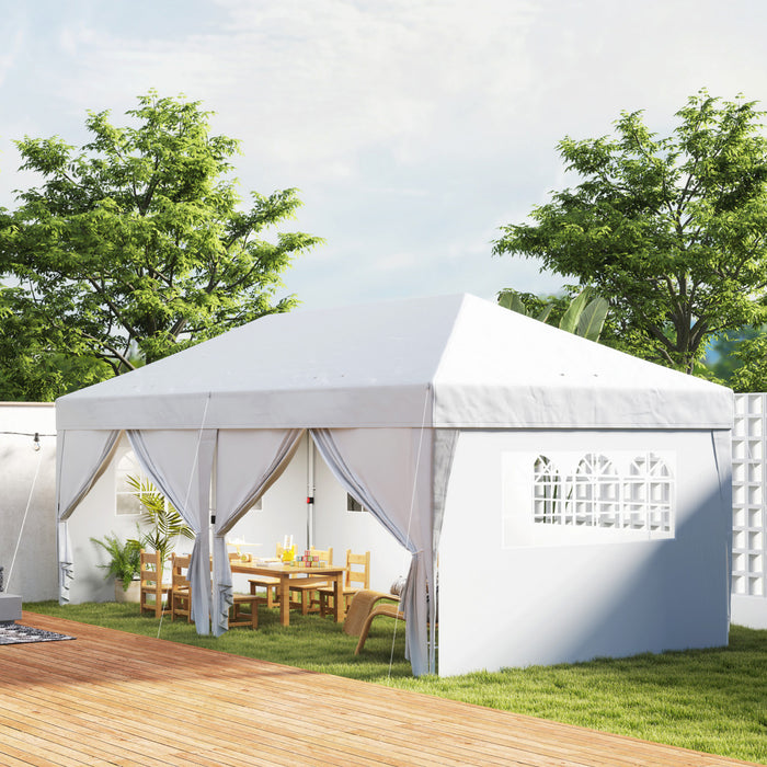 Outsunny 10'x20' Pop Up Tent Outdoor Easy Folding Gazebo Party Tent White