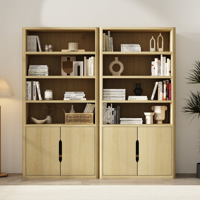 Rivington Modern 40\" Bookcase Cabinet in Natural Oak - Set of 2