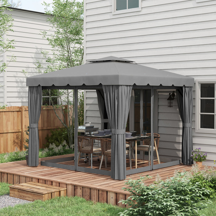 Outsunny 10' X 10' Outdoor Patio Gazebo Shelter Tent W/ Sidewalls, Grey