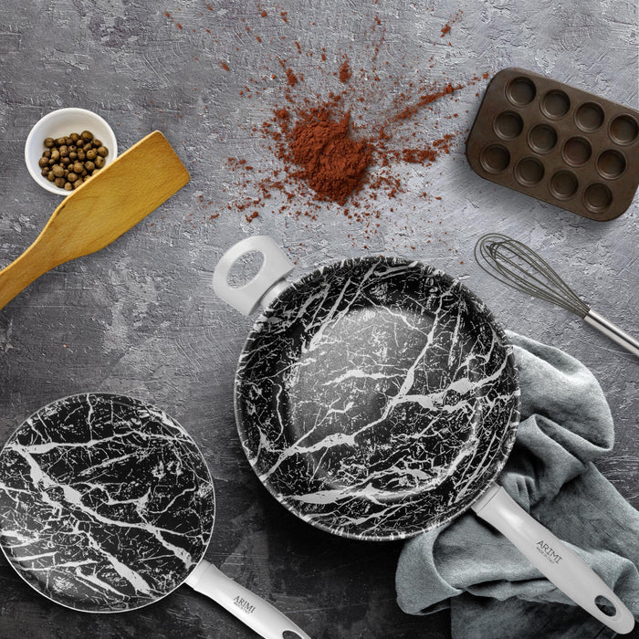 Arimi Italian Diamond Marble Set 3-piece - Saute Pan 11 Inch - Crepe Pan 9.8 Inch