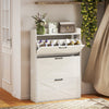 HOMCOM Narrow Shoe Cabinet Farmhouse Shoe Storage Cabinet White Oak