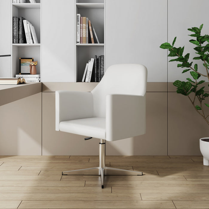 Pelo Modern Vegan Leather Swivel Lounge Chair in White - Set of 2 Accent Chair