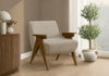 Monarch Specialties - Accent Chair, 31"H, Upholstered, Living Room, Bedroom, Beige Fabric, Brown Walnut Wood | Monarch Specialties - Chaise D'Appoint, 31"H, Rembourre, Salon, Chambre A Coucher, Beige, Bois Noyer Brun