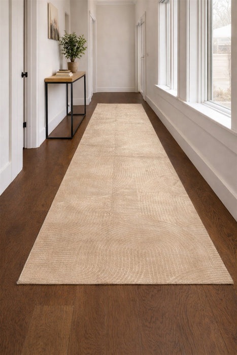 Elion Contemporary Beige Washable Rug 2'8\" x 8'0\" Indoor Area Rug