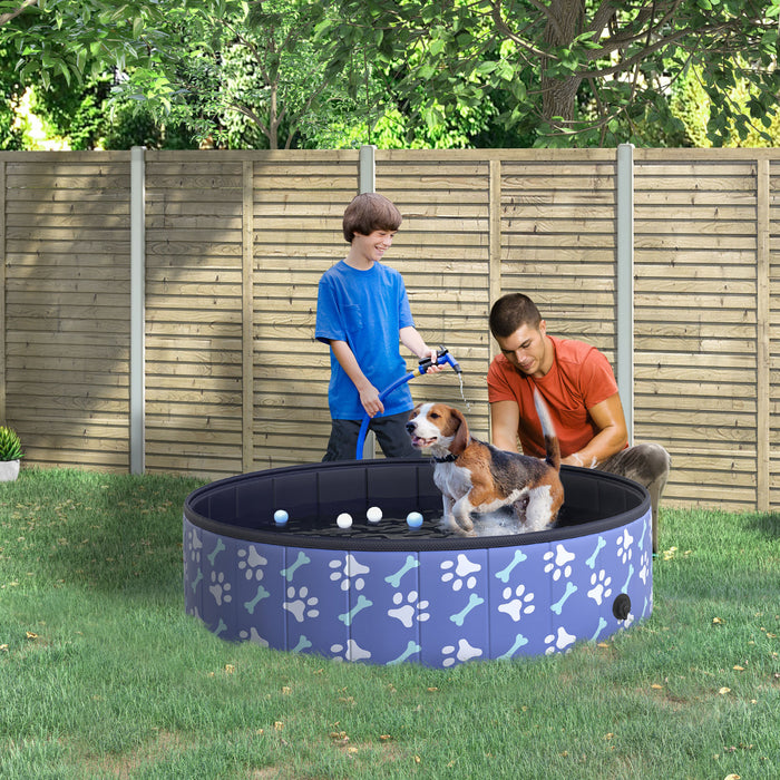 Pawhut Folding Dog Pool Portable Pet Kiddie Swimming Pool, Outdoor/indoor Puppy Bath Tub With Nonslip Bottom For Dogs & Cats, (Φ47\", Blue)