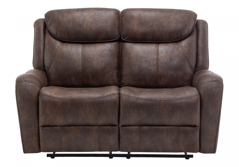 Large 2-Seater Power Reclining Love Seat, 60\" Wide, Usb Port Included, Brown Leather-Look Recliner