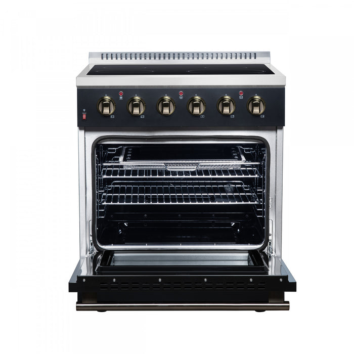 Forno Galiano 30 Inch Freestanding Electric range, 4 radiant burners, 4.32 cu.ft, Black - FFSEL6083-30BLK Electric Range