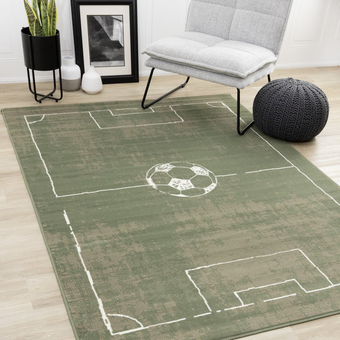 Forte Kids Soccer Playing Field Area Rug - 5'3\" x 7'5\"