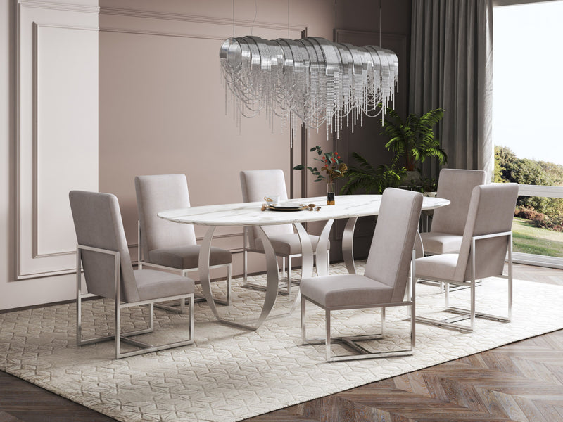 Element Modern Velvet Metal Dining Chair in Champagne - Set of 2