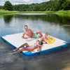 Outsunny 10' x 7' Water Inflatable Floating Dock, Rafting Platform Island, Large Mat with Air Pump & Backpack, for Pool, Beach, Ocean, Blue