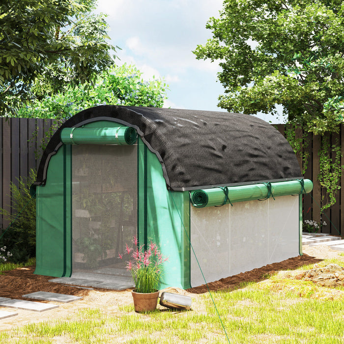 Outsunny Walk-in Tunnel Greenhouse Plant Hot House with Sunshade Net, Green