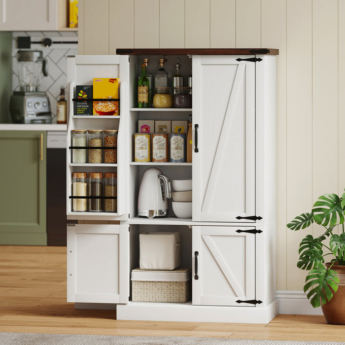HOMCOM Pantry Cabinet, Kitchen Storage Cabinet with 6 Door Racks, White
