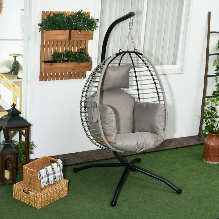 Outsunny Hanging Egg Chair with Thick Padded Cushion, Patio Swing Chair