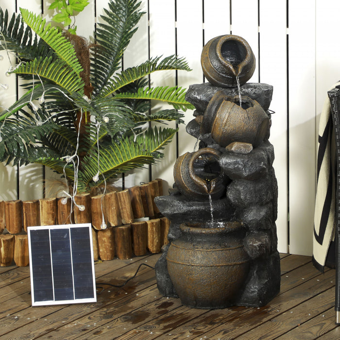 Outsunny 4-tier 28.3\" Resin Solar Water Fountain With Led Lights And Pump
