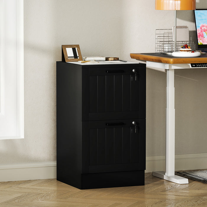 HOMCOM 2 Drawer File Cabinet with Lock Filing Cabinet for A4 Letter Black
