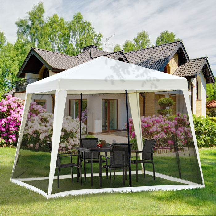 Outsunny 10x10ft Party Tent Canopy With Netting, Patio Screen House Slant Leg Outdoor Gazebo Sun Shade Shelter, Green