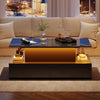 Ethan Lift-Top Coffee Table with LED Lighting and Storage Drawers,Black | Ethan table basse relevable – table avec eclairage LED et tiroirs de rangement, noir