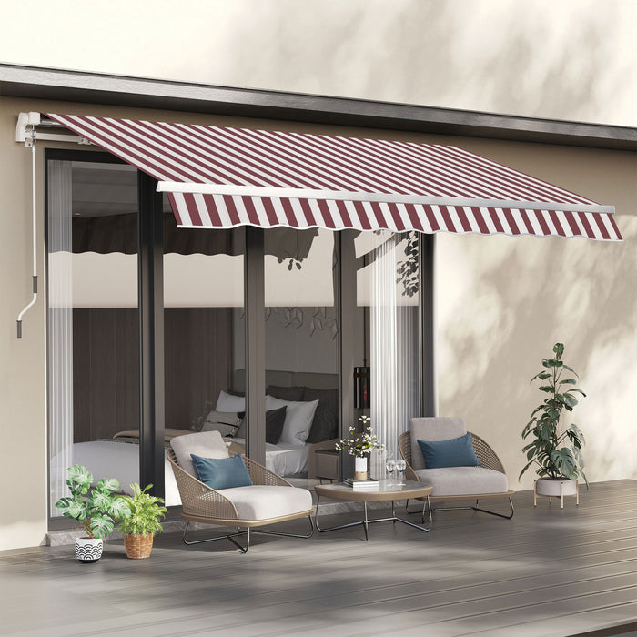 Outsunny 11' X 10' Retractable Awning Fabric Replacement Outdoor Sunshade Canopy Awning Cover, Uv Protection, Red And White
