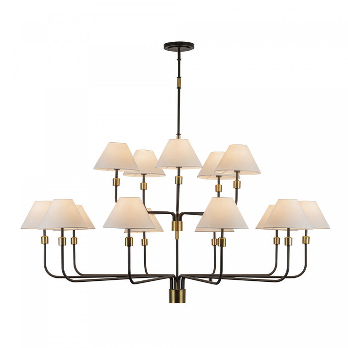 Providence 15 Light Chandelier, Black, Brushed Brass