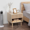 HOMCOM Nightstand with Drawer and Open Shelf, Side Table, Natural
